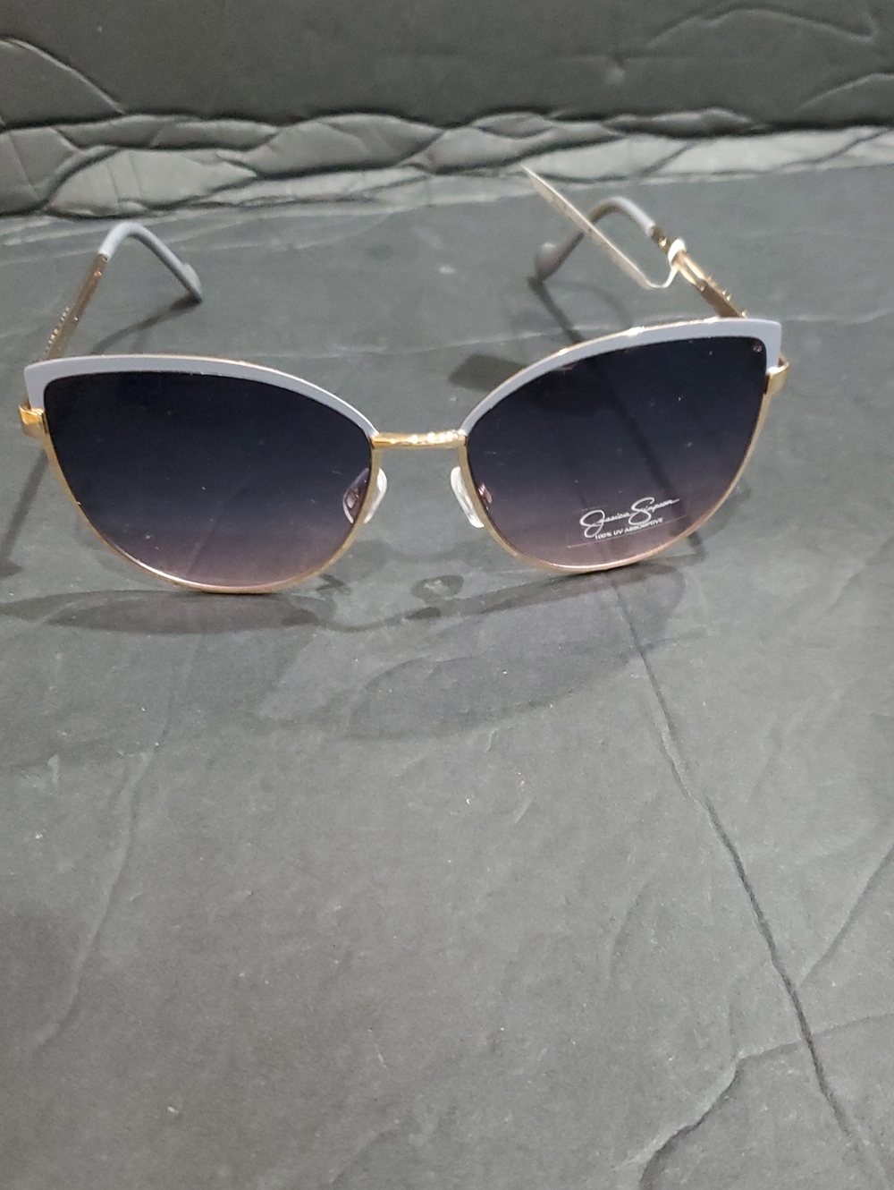 Jessica Simpson J5962 Blue Gold Metal Cat Eye frame ombre tinted lens sunglasses
